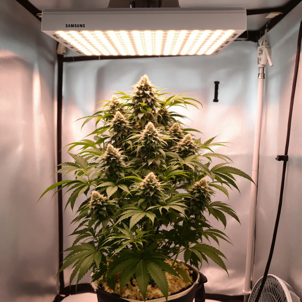 Neptune OG 76% indica / 24% sativa flower with visible trichomes