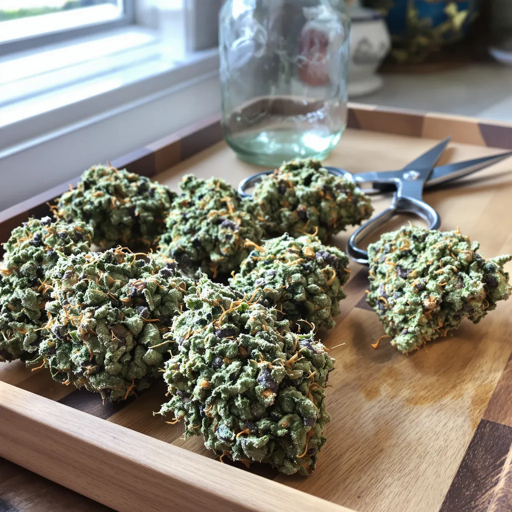 Night Train 54% indica / 46% sativa flower with visible trichomes