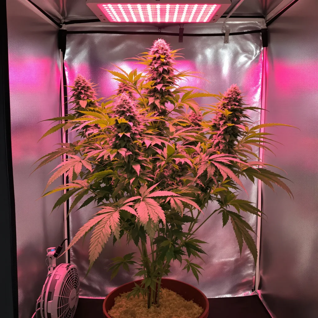 Night Train 54% indica / 46% sativa flower with visible trichomes