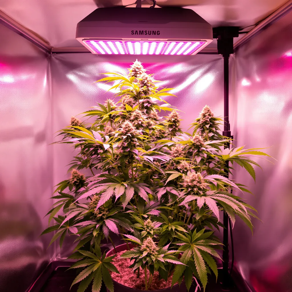 Nuken 70% indica / 20% sativa flower with visible trichomes