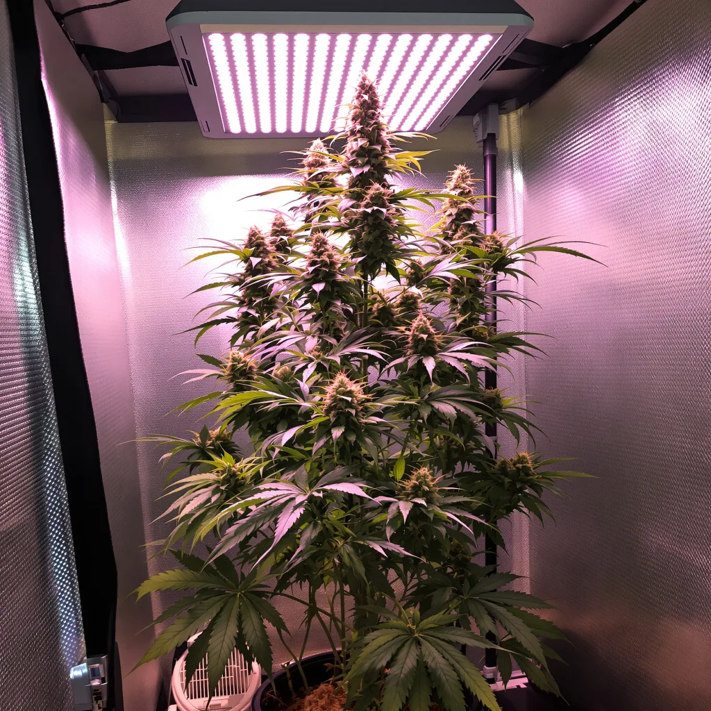 NY-47 23% indica / 77% sativa flower with visible trichomes