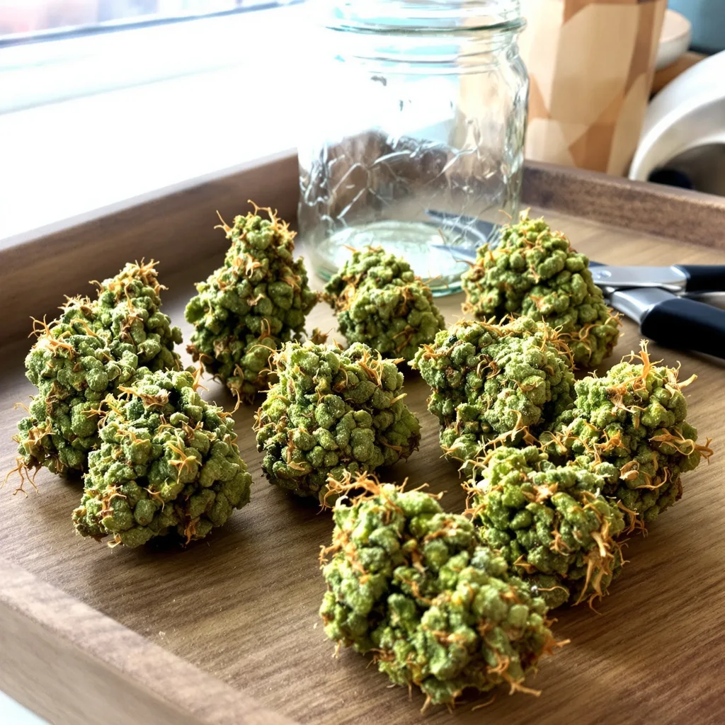 NYC Sour Diesel 11% indica / 89% sativa flower with visible trichomes