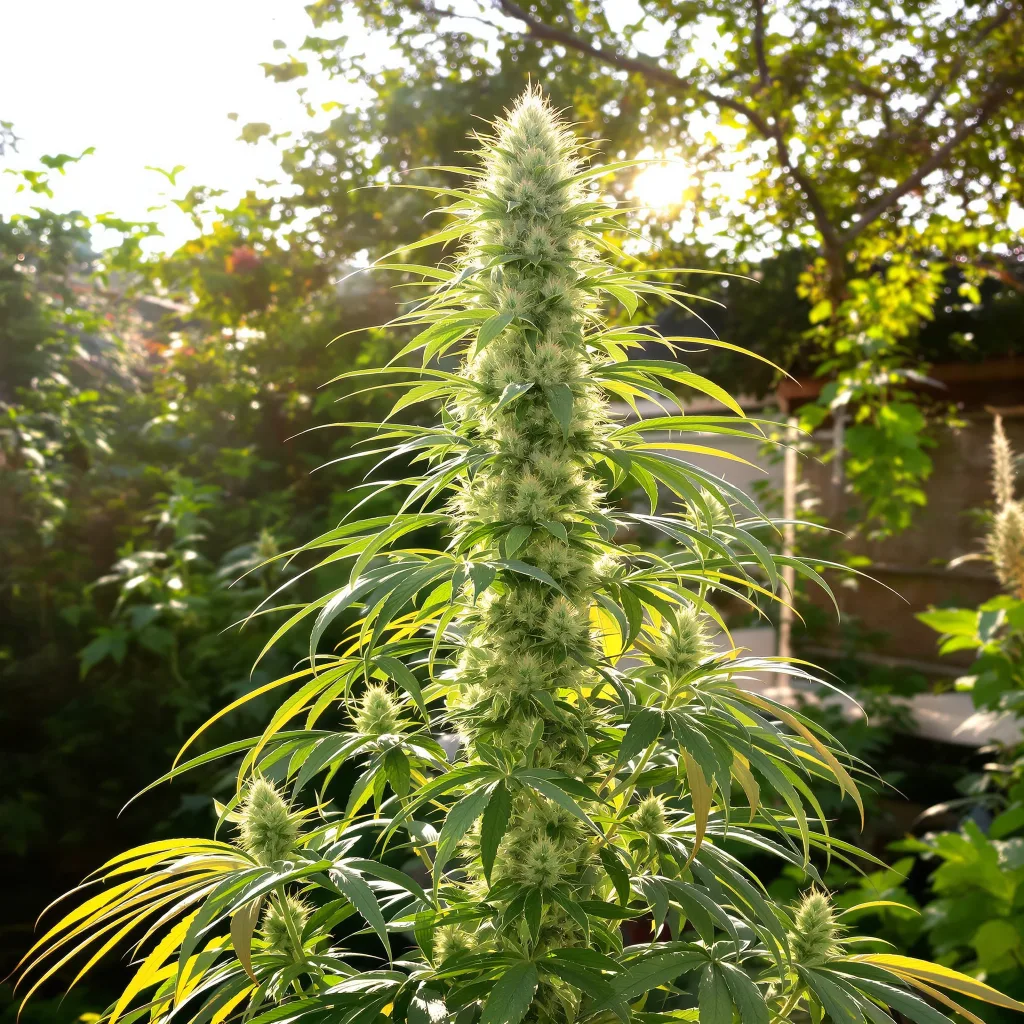NYC Sour Diesel 11% indica / 89% sativa flower with visible trichomes