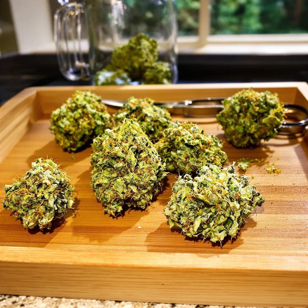 OG #18 22% indica / 78% sativa flower with visible trichomes