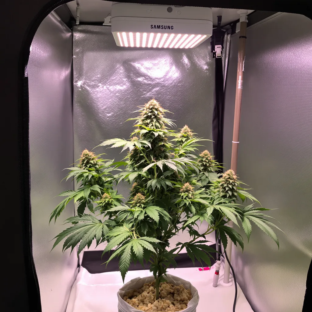 OG Cheese 75% indica / 25% sativa flower with visible trichomes