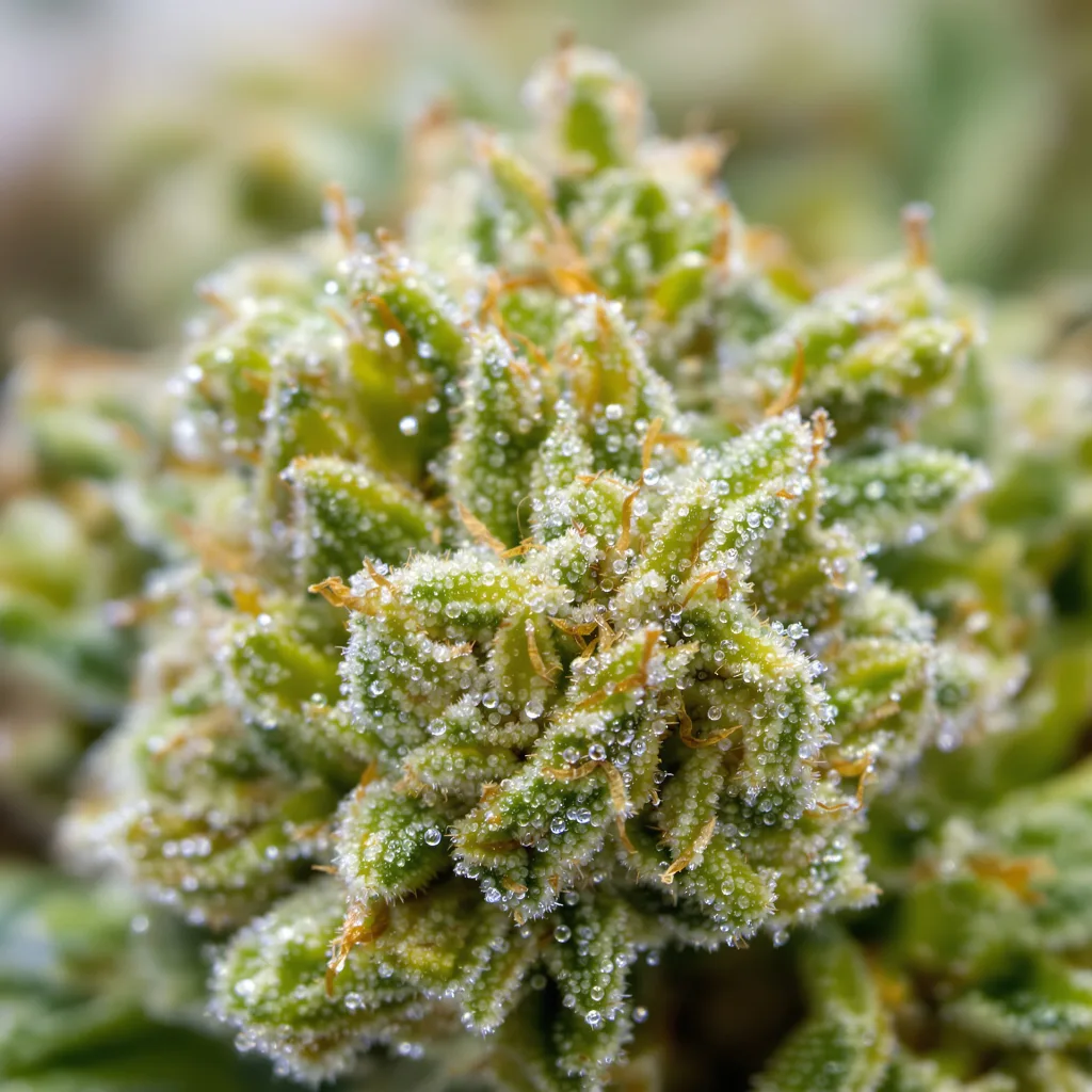 OG Chem cannabis bud close-up showing lime-green airy structure