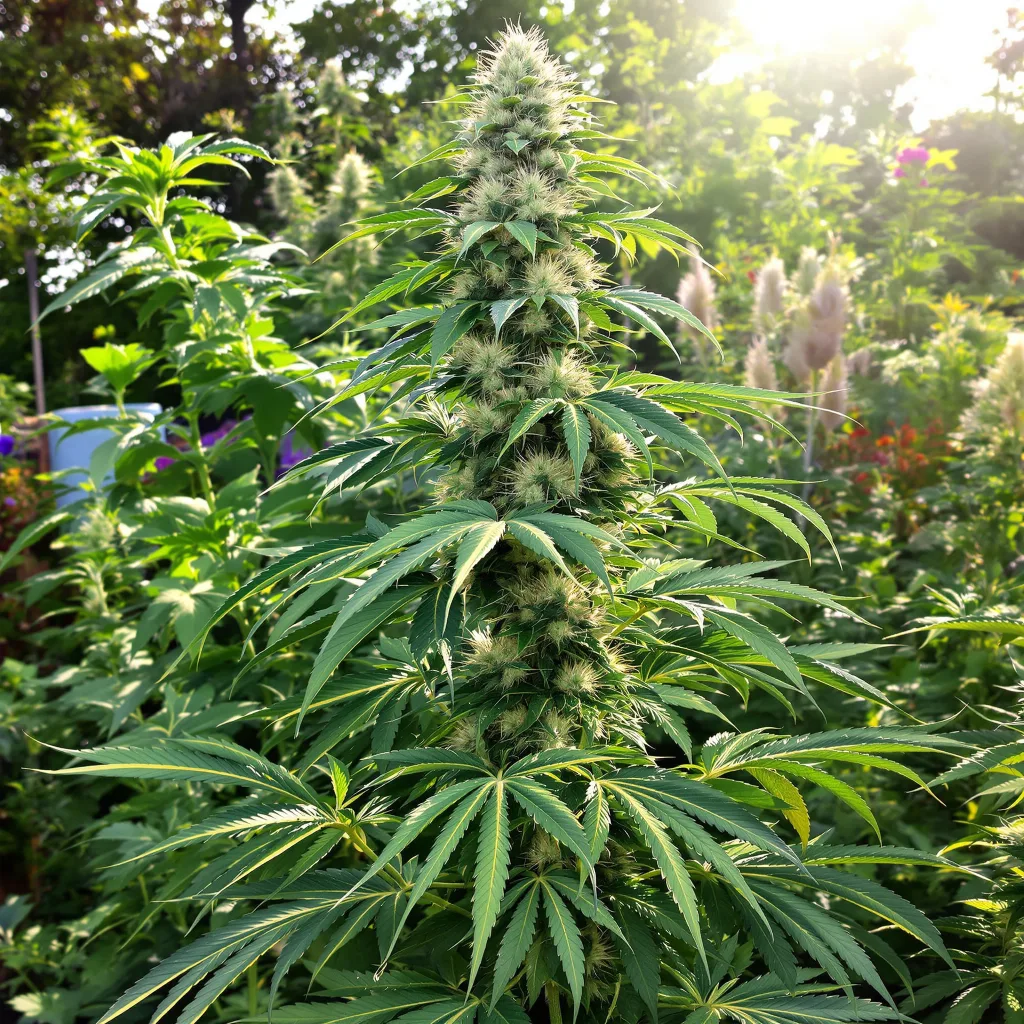 OG Chem 30% indica / 70% sativa flower with visible trichomes
