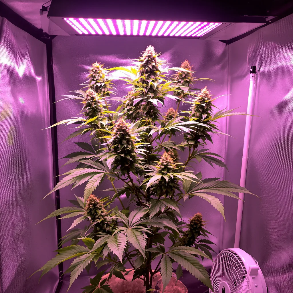 OG Kush 55% indica / 45% sativa flower with visible trichomes
