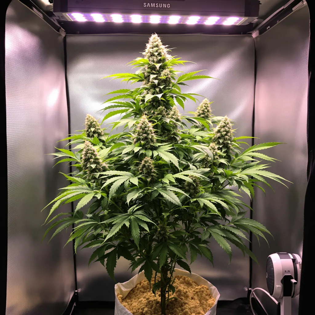 Old School OG 76% indica / 24% sativa flower with visible trichomes