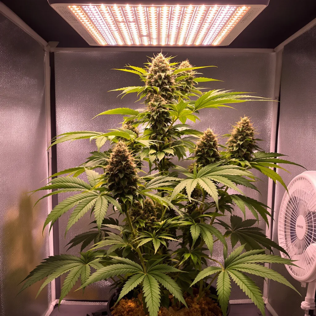 Old School OG 76% indica / 24% sativa flower with visible trichomes