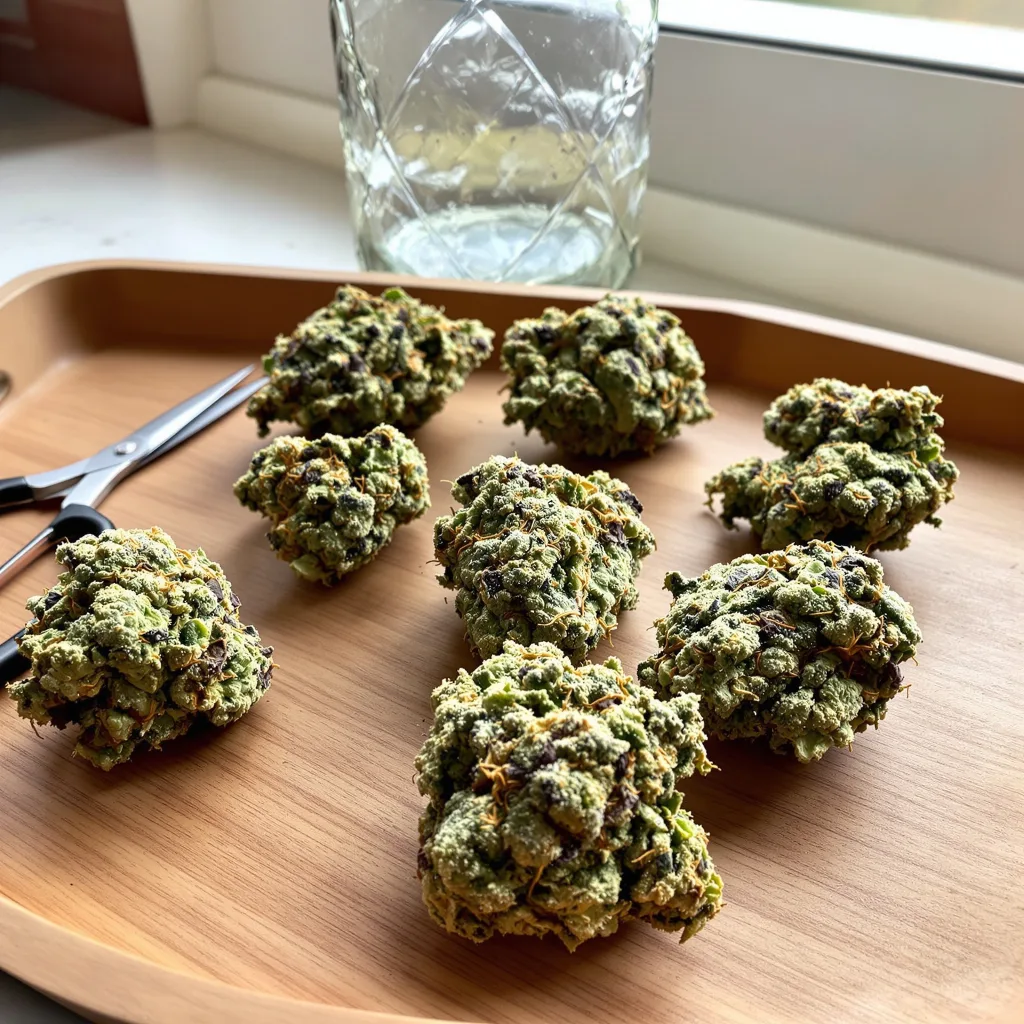 Opium 62% indica / 38% sativa flower with visible trichomes