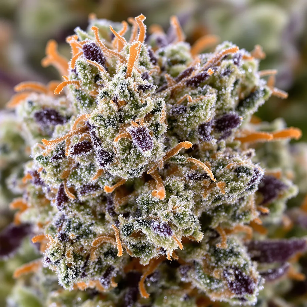 Orange Haze cannabis bud close-up showing open-bud structure with orange pistils