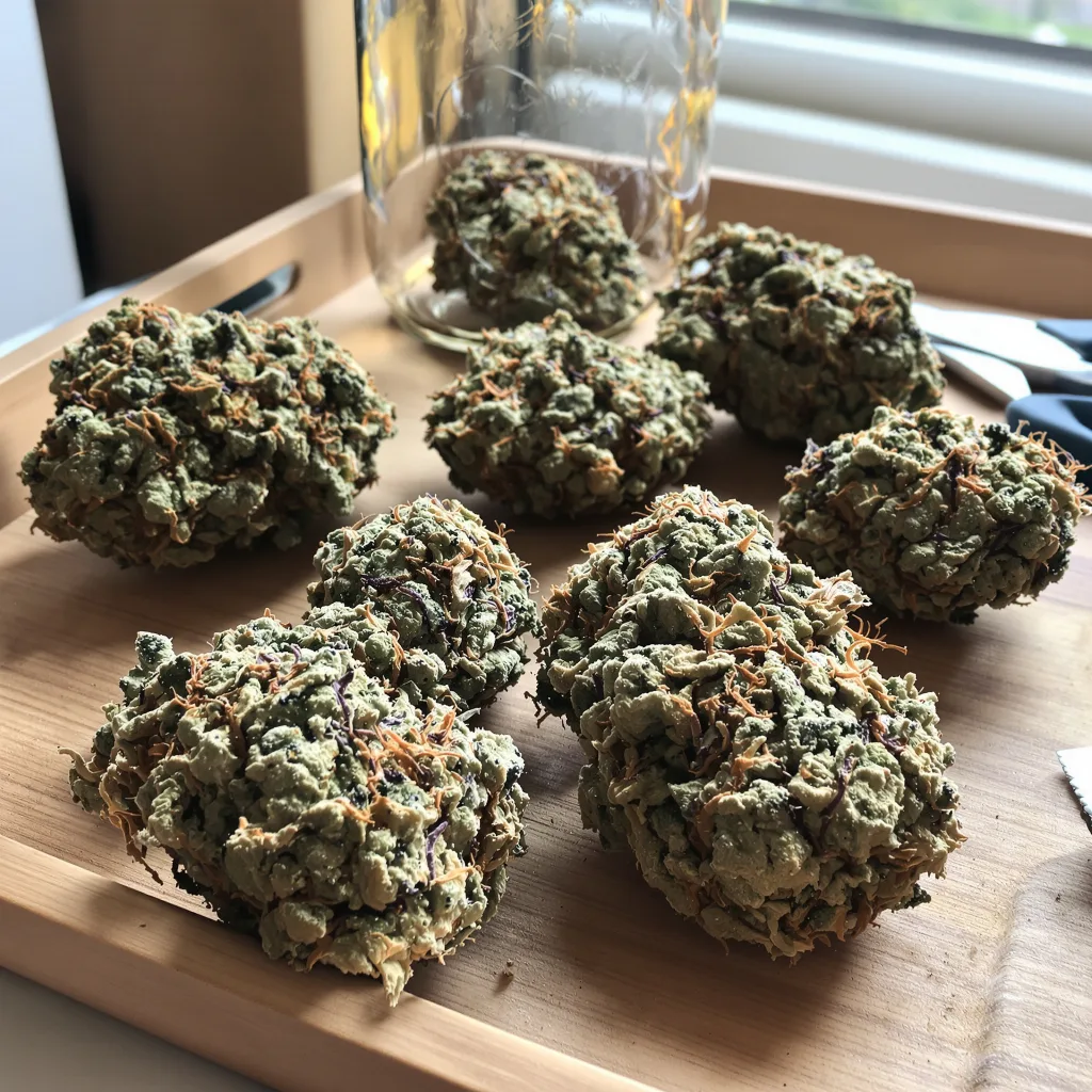 Orange Kush 50% indica / 50% sativa flower with visible trichomes