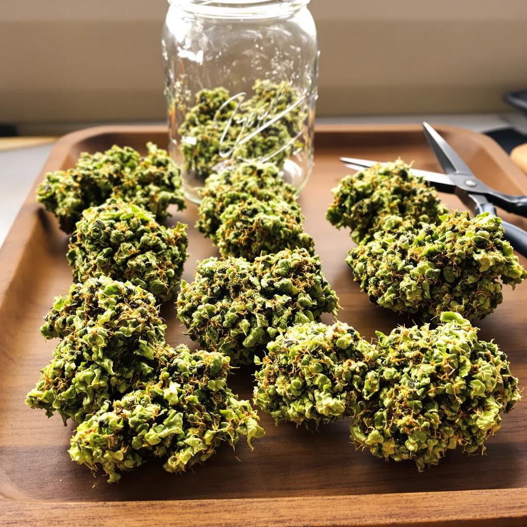 Orange Skunk 16% indica / 84% sativa flower with visible trichomes