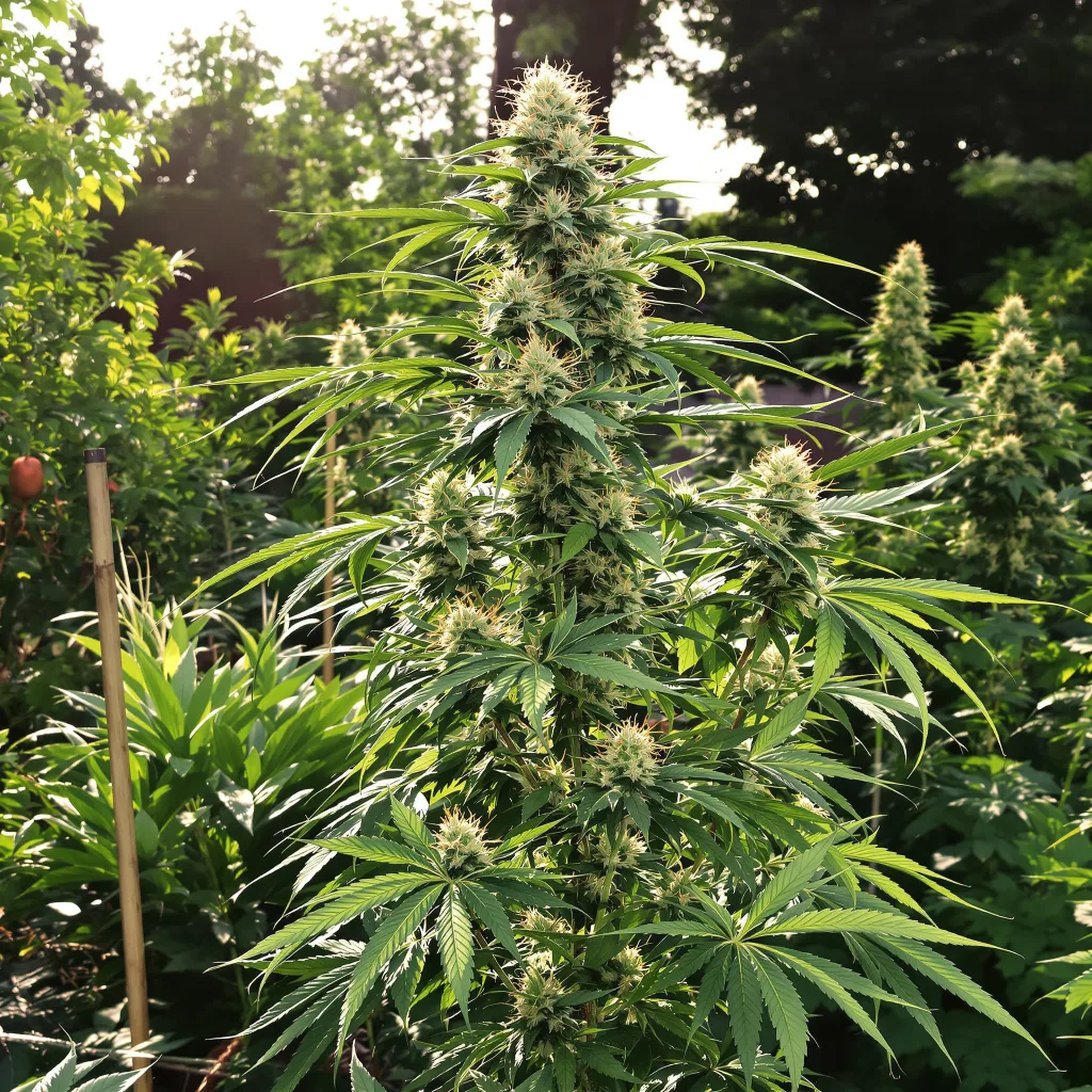 Orange Skunk 16% indica / 84% sativa flower with visible trichomes