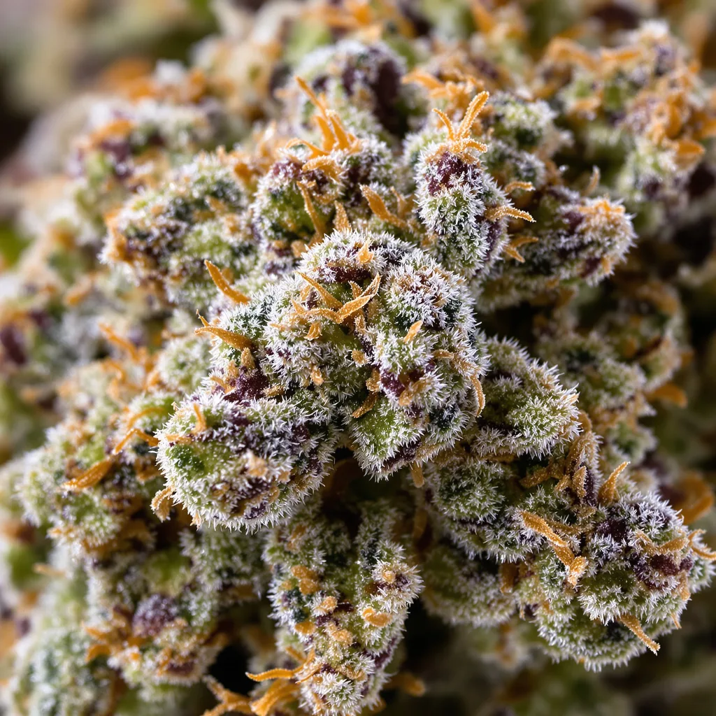 Original Glue cannabis bud close-up showing dense forest-green nugs