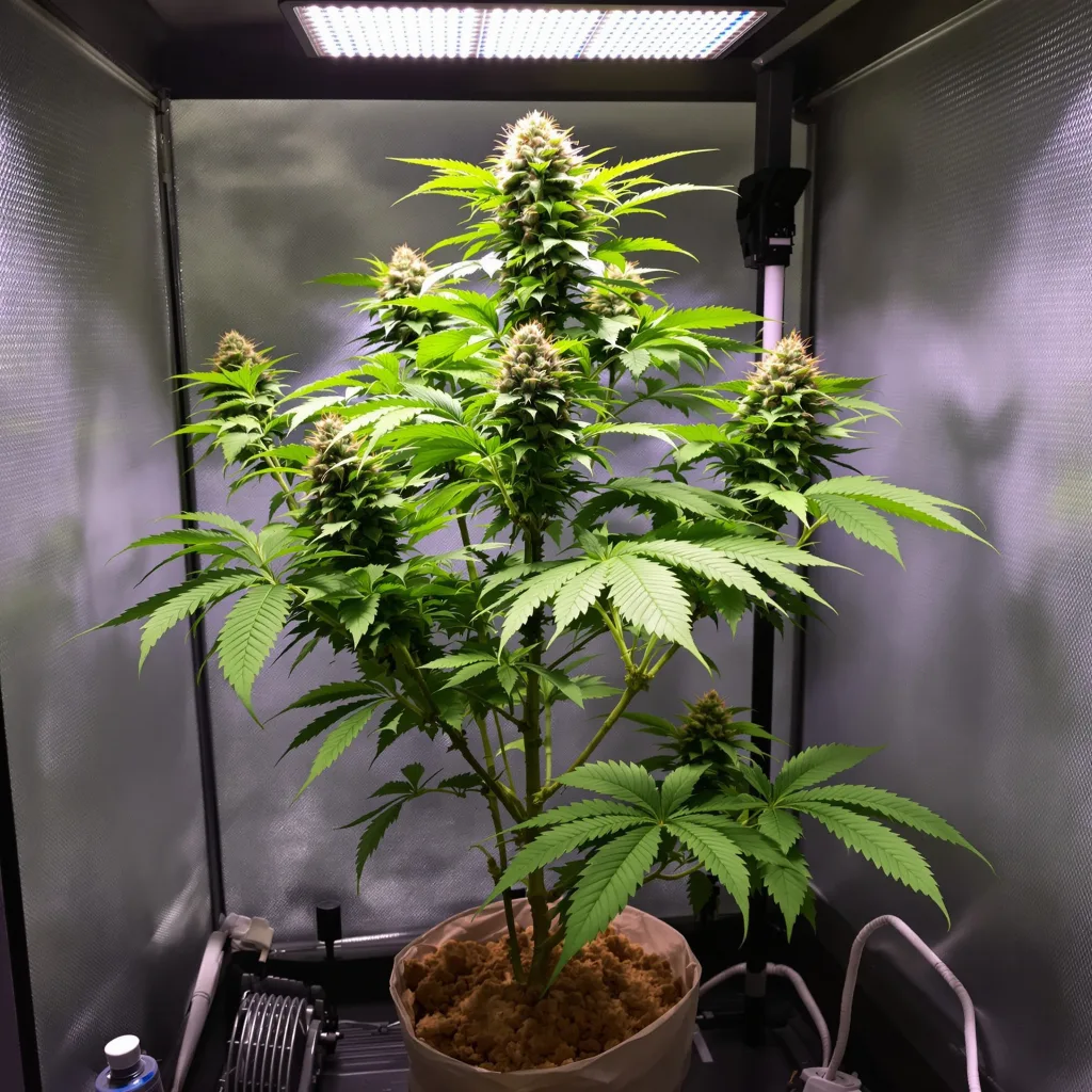 Ortega 75% indica / 25% sativa flower with visible trichomes