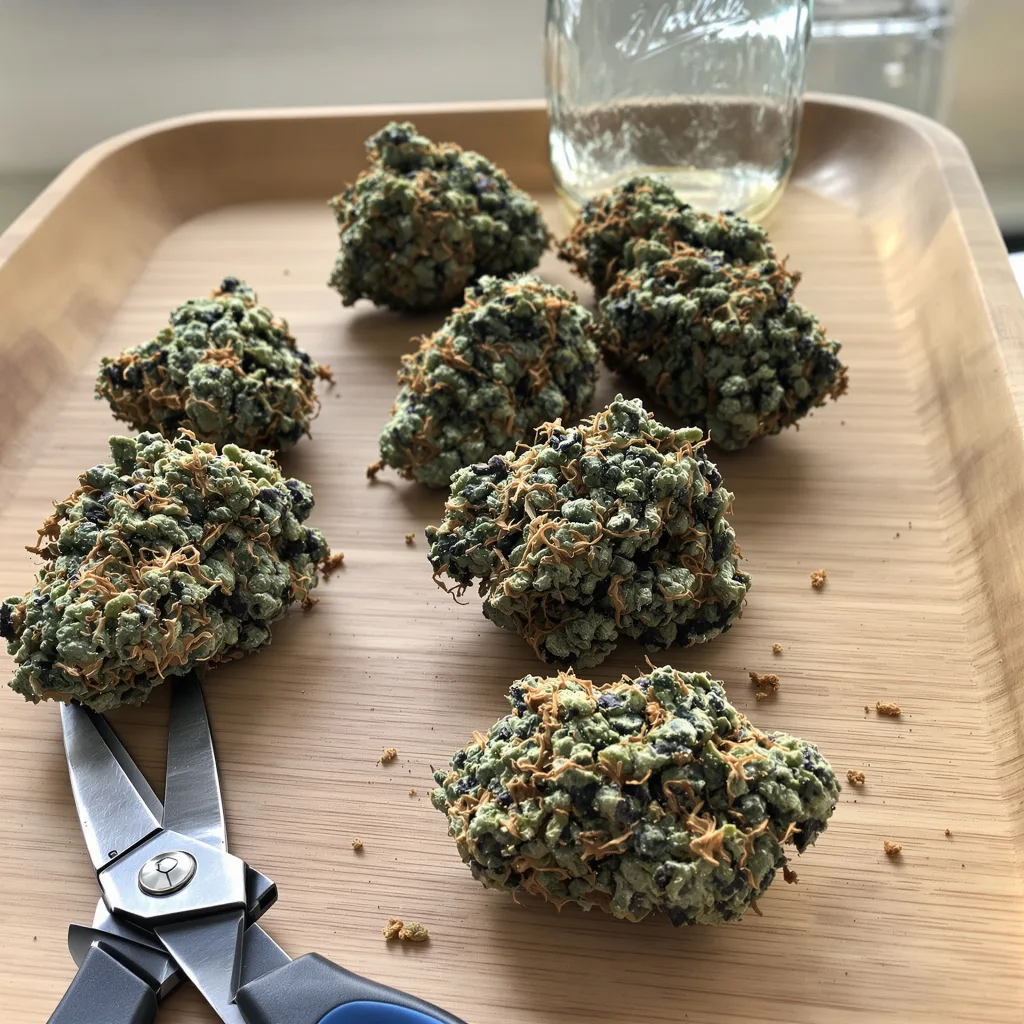 Overlord OG 70% indica / 30% sativa flower with visible trichomes