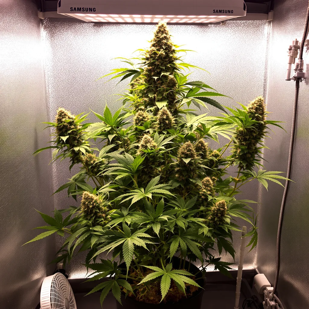 Pacific Blue 78% indica / 22% sativa flower with visible trichomes