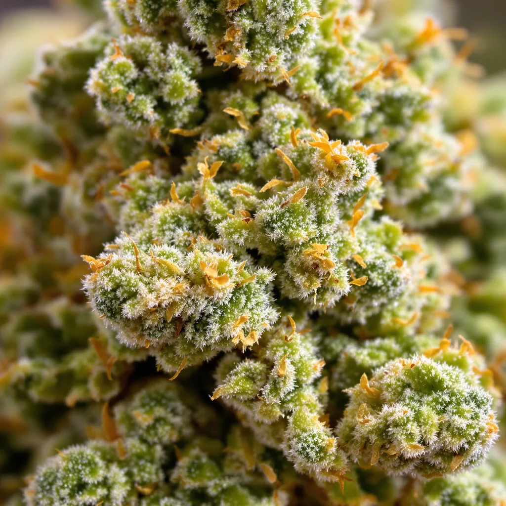 Panama cannabis bud close-up showing lime-green airy structure