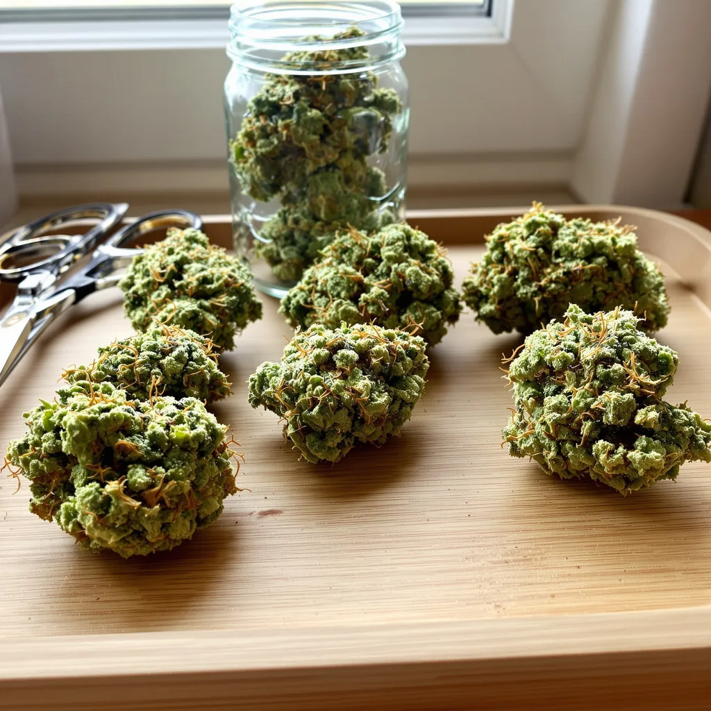 Panama Red 23% indica / 77% sativa flower with visible trichomes