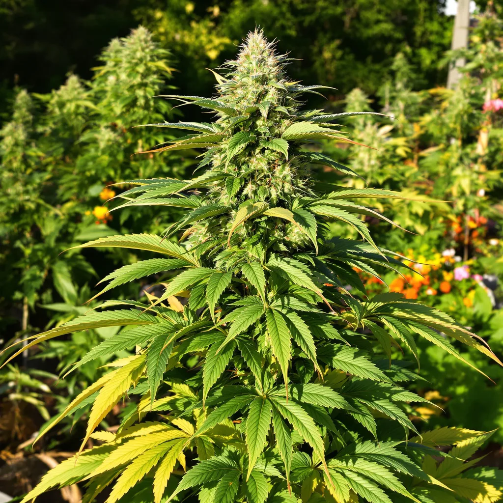 Papaya 66% indica / 34% sativa flower with visible trichomes