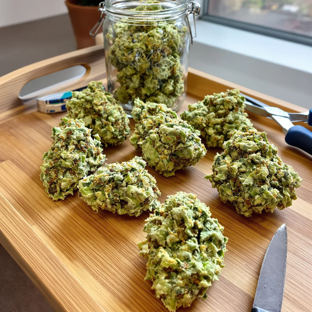 Pennywise CBD 58% indica / 42% sativa flower with visible trichomes