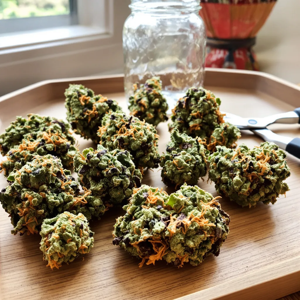 Phantom Cookies 40% indica / 60% sativa flower with visible trichomes
