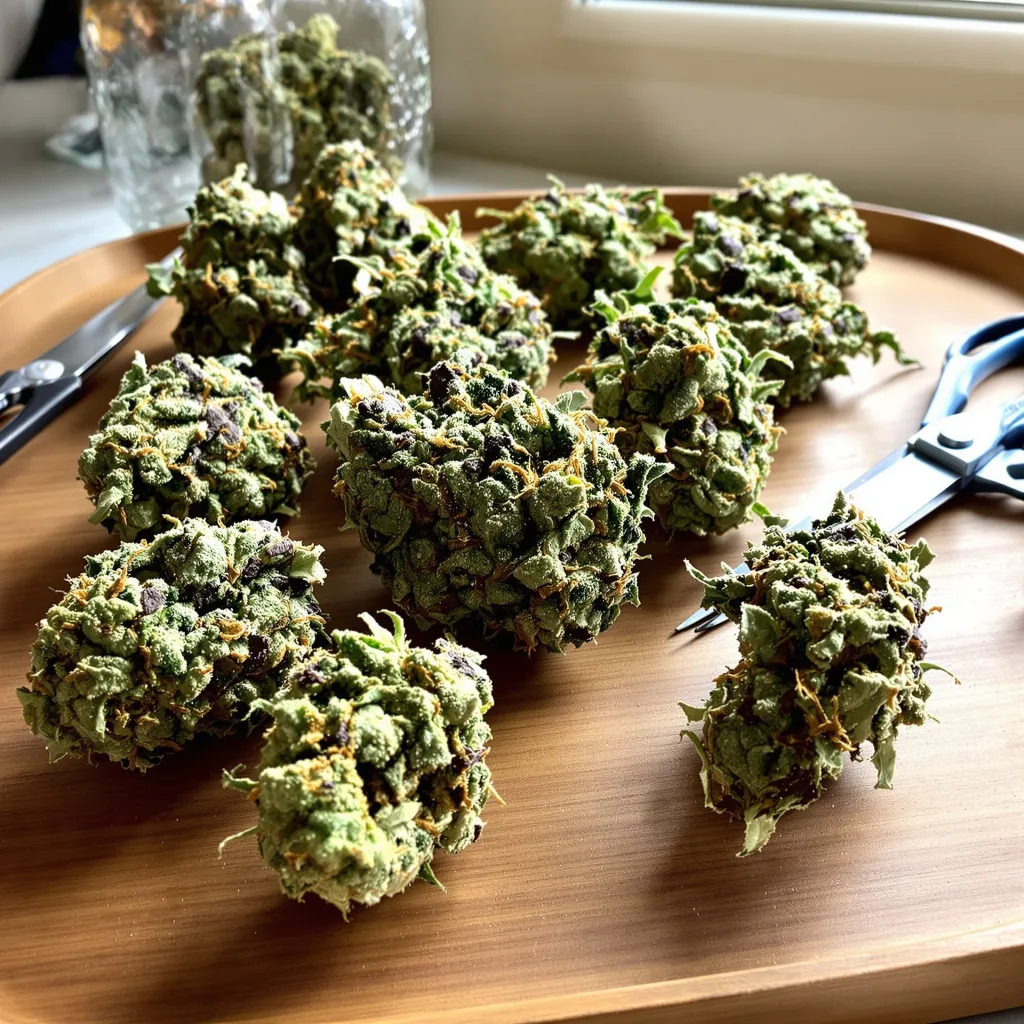 Phantom Cookies 40% indica / 60% sativa flower with visible trichomes