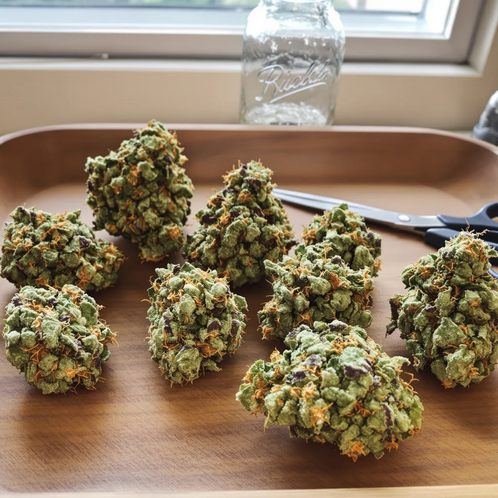 Pie Scream 53% indica / 47% sativa flower with visible trichomes