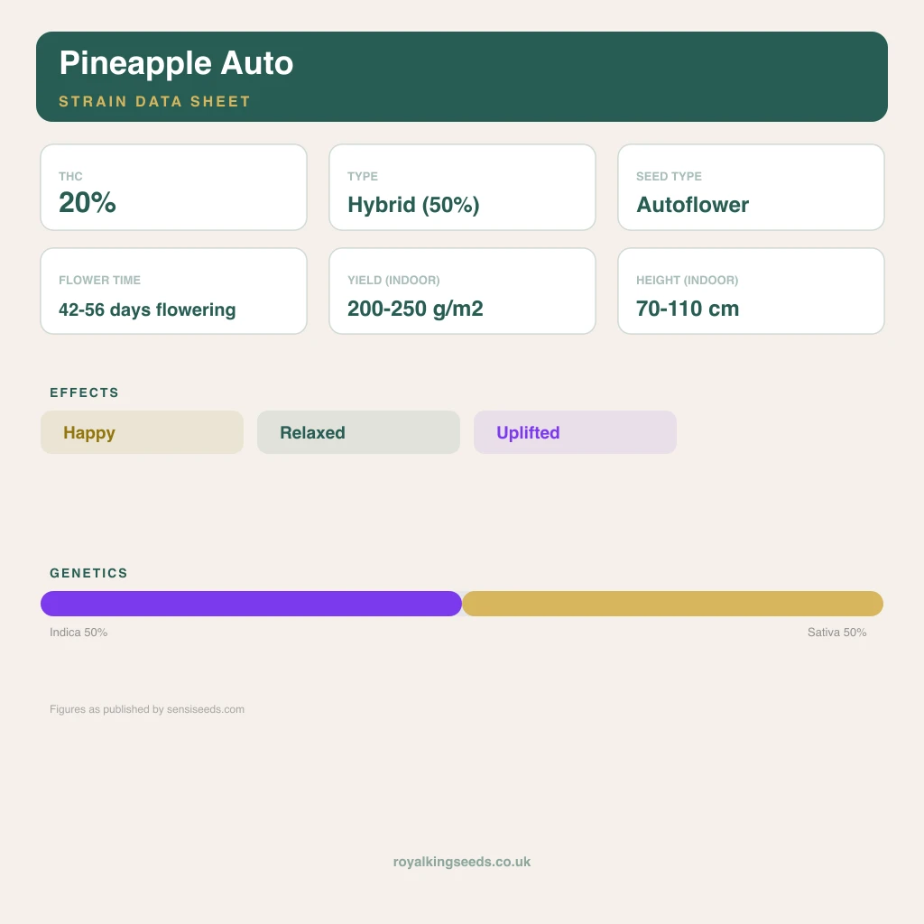 Pineapple 50% indica / 50% sativa flower with visible trichomes