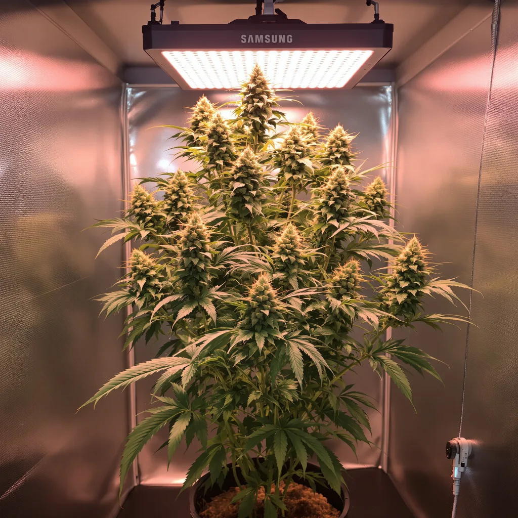 Pineapple 50% indica / 50% sativa flower with visible trichomes
