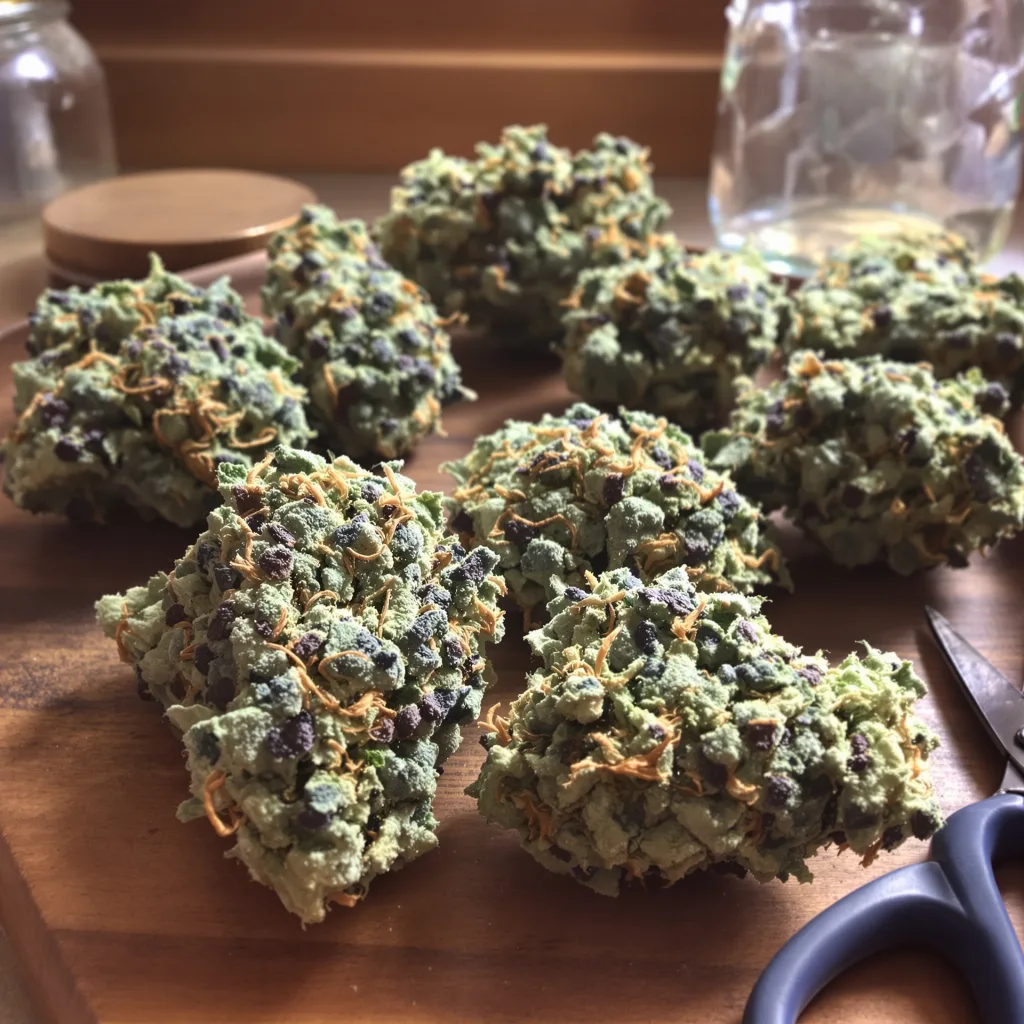 Pineapple Kush 40% indica / 50% sativa flower with visible trichomes