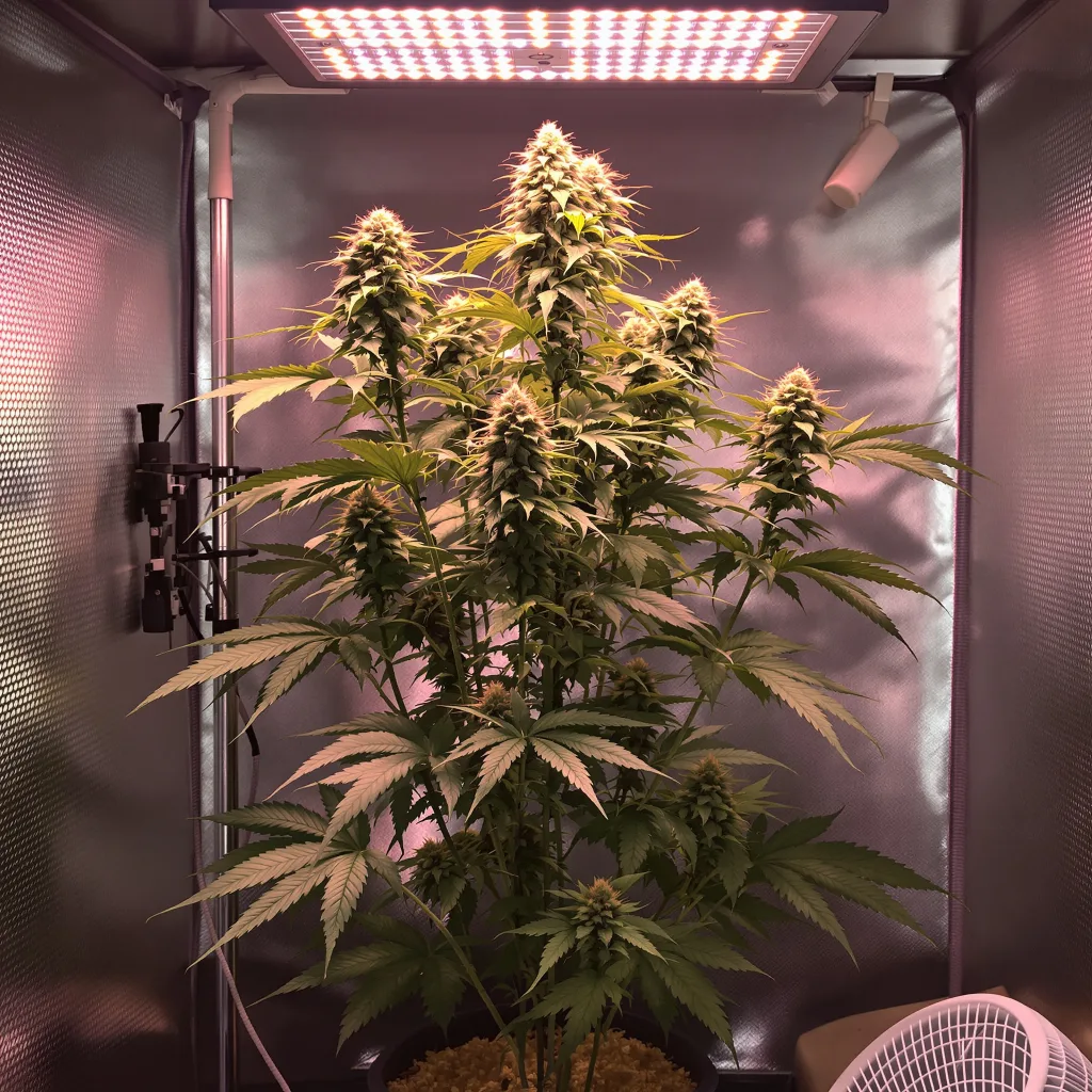 Pineapple Mayhem 11% indica / 89% sativa flower with visible trichomes