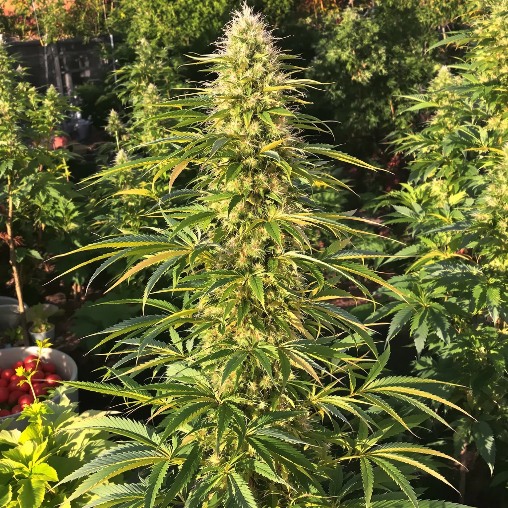 Pineapple Trainwreck 20% indica / 80% sativa flower with visible trichomes