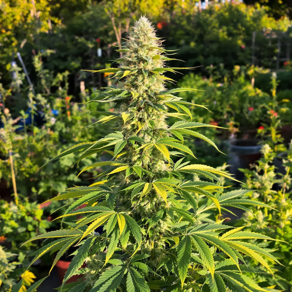 Pink Mango 48% indica / 52% sativa flower with visible trichomes