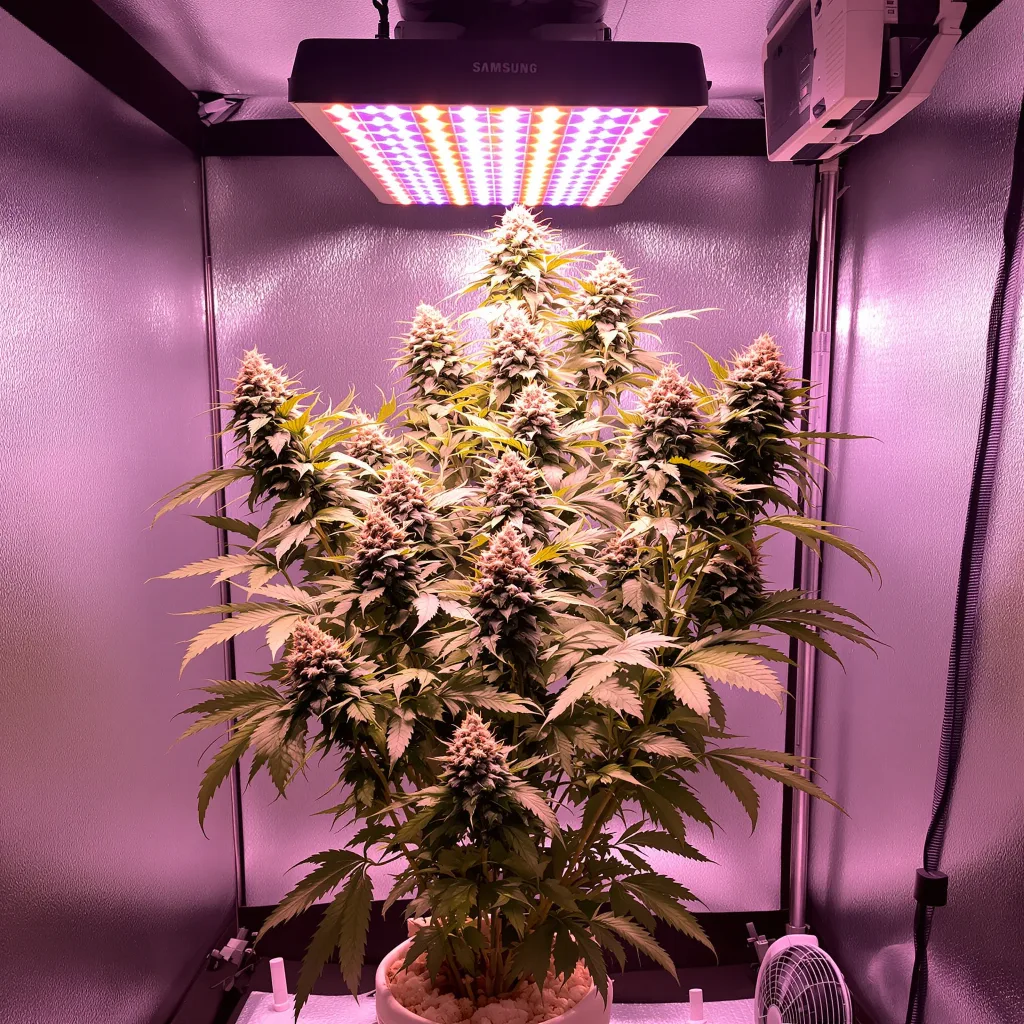 Pink Pez 63% indica / 37% sativa flower with visible trichomes