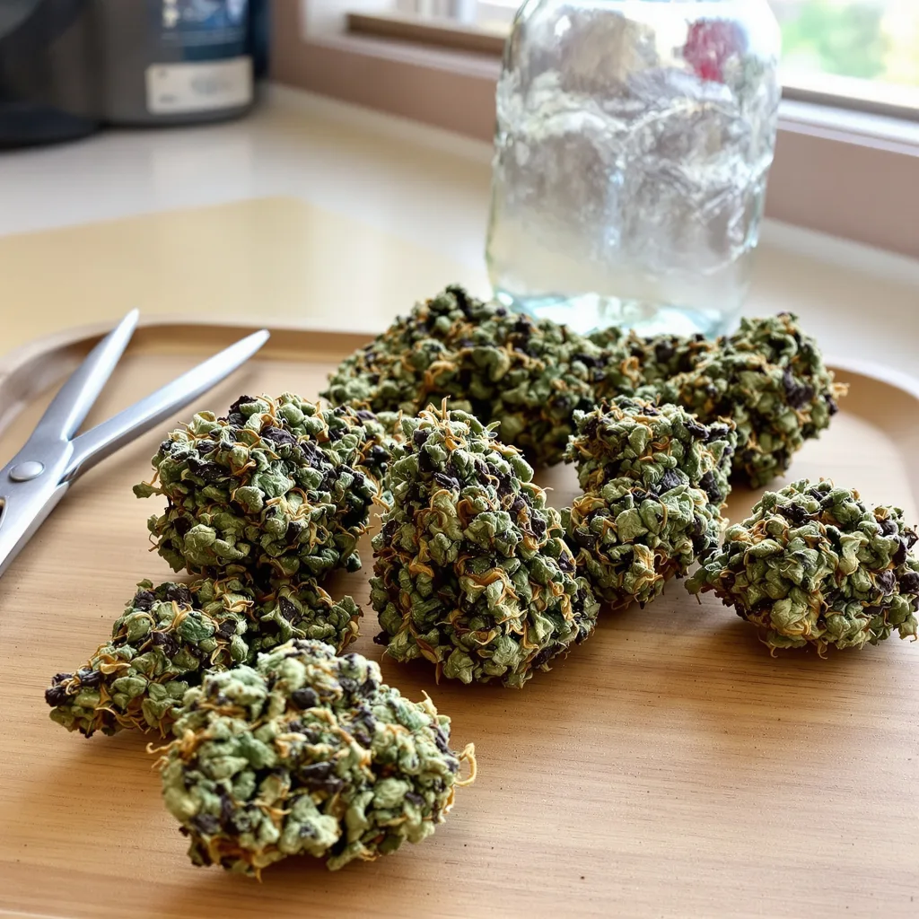 Pitbull Pit 80% indica / 20% sativa flower with visible trichomes