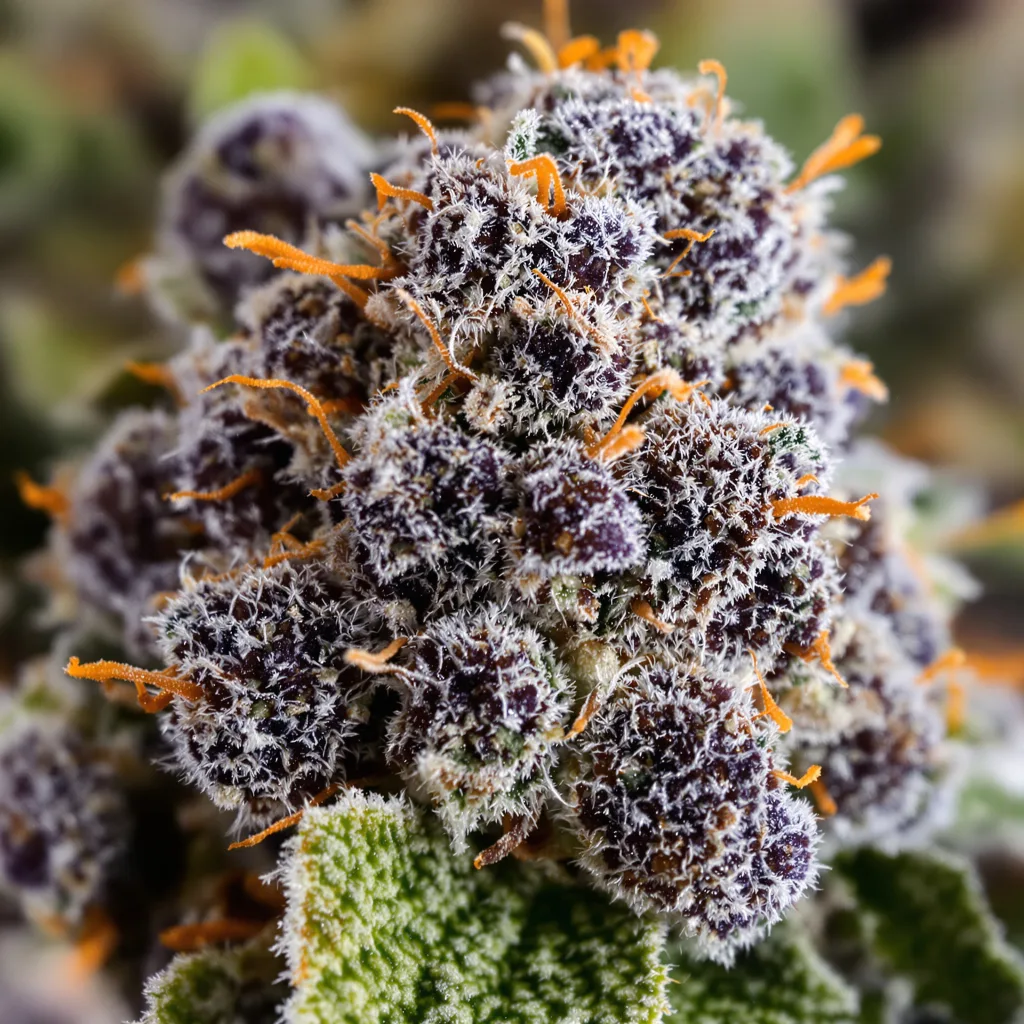Pitbull Pit cannabis bud close-up showing dense purple-tinged calyxes