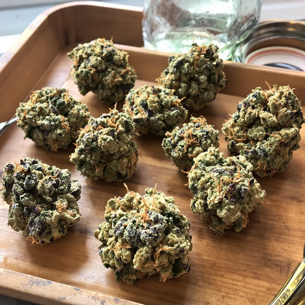 Pop Rox 42% indica / 58% sativa flower with visible trichomes