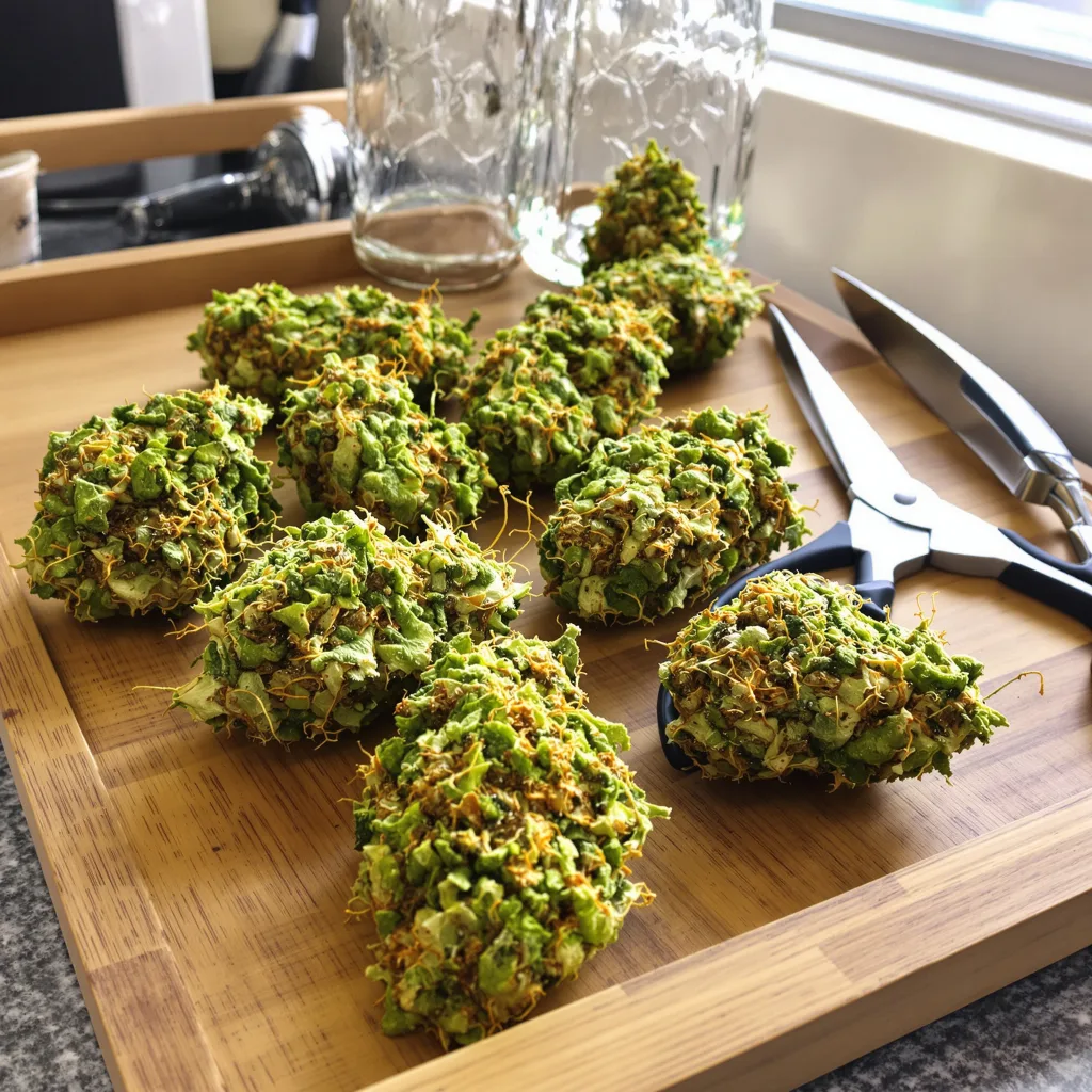 Project Blue Book 12% indica / 88% sativa flower with visible trichomes