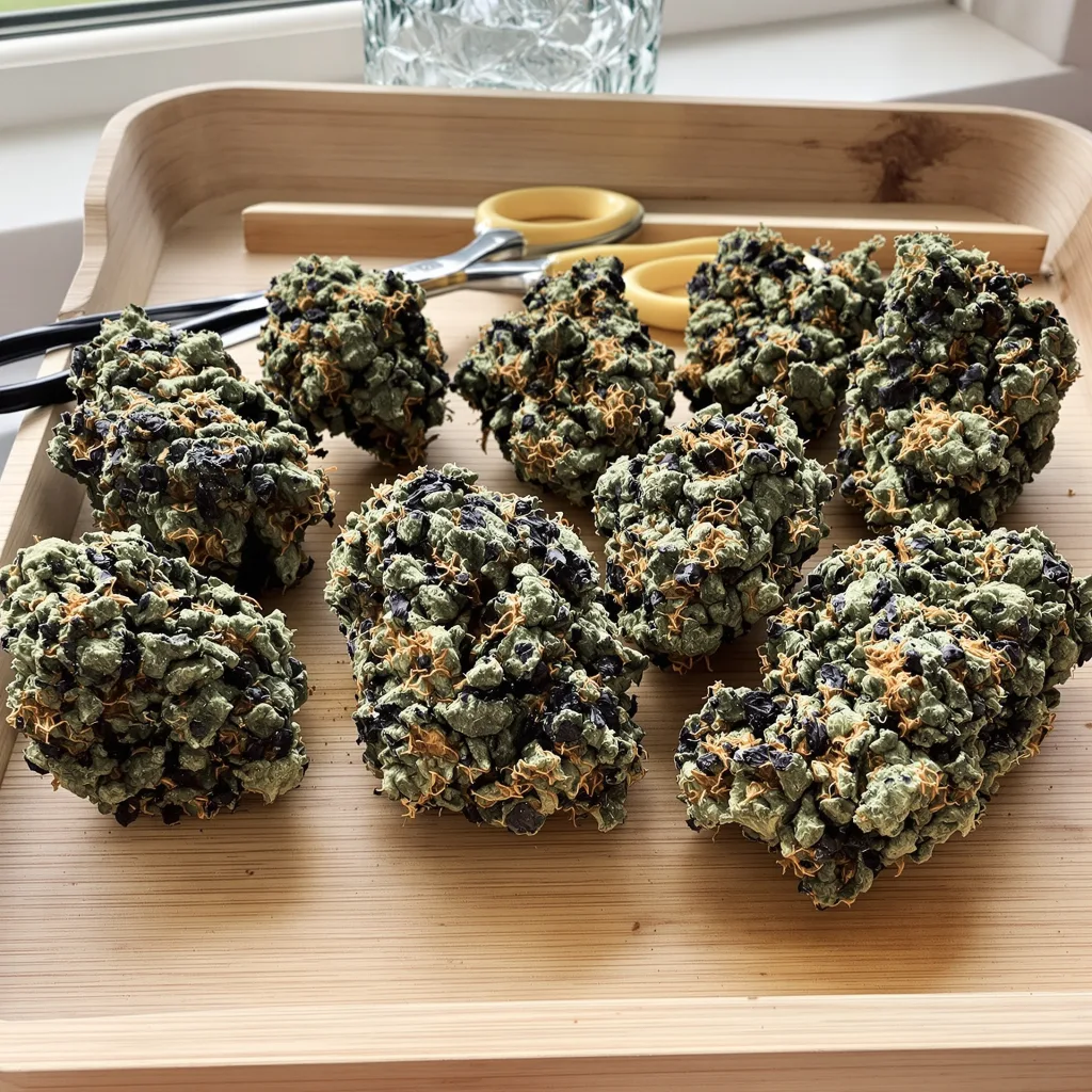 Puna Budder 70% indica / 30% sativa flower with visible trichomes