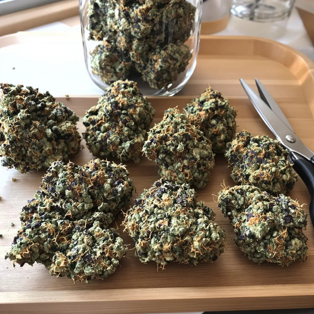 Pure Kush 70% indica / 30% sativa flower with visible trichomes