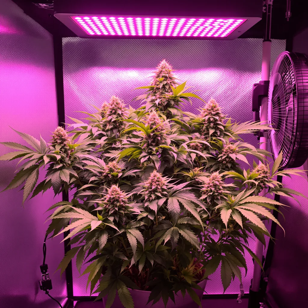 Purple Arrow 79% indica / 21% sativa flower with visible trichomes