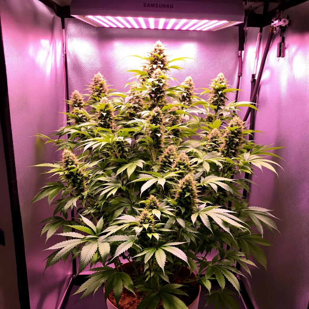 Purple Berry 76% indica / 24% sativa flower with visible trichomes