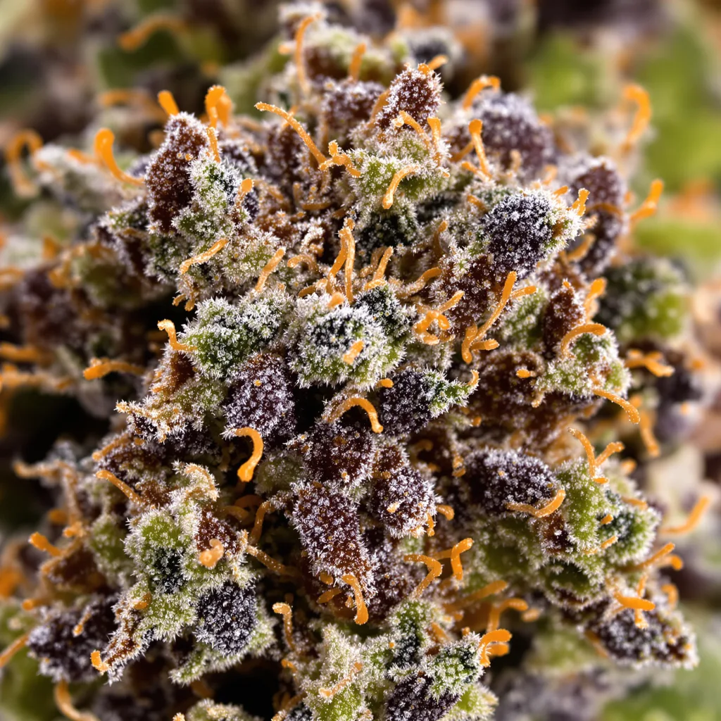 Purple Berry cannabis bud close-up showing dense purple-tinged calyxes