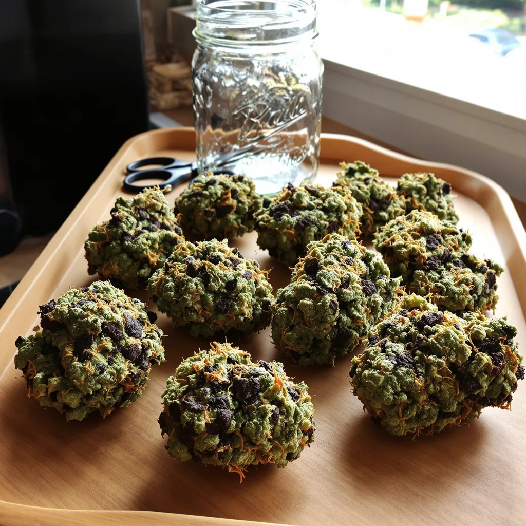Purple Candy 77% indica / 23% sativa flower with visible trichomes