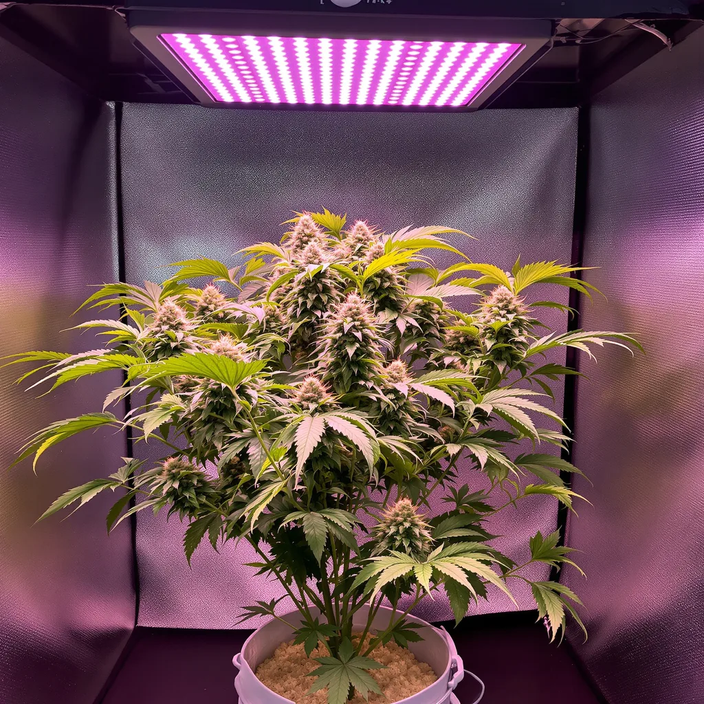 Purple Dragon 66% indica / 34% sativa flower with visible trichomes
