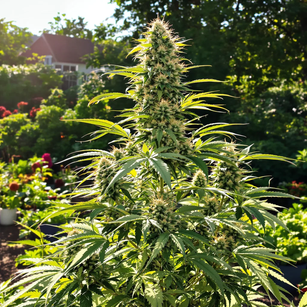 Purple Gorilla 46% indica / 54% sativa flower with visible trichomes