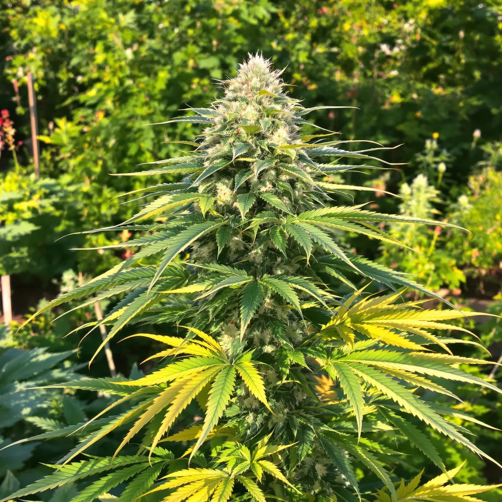 Purple Gorilla 46% indica / 54% sativa flower with visible trichomes